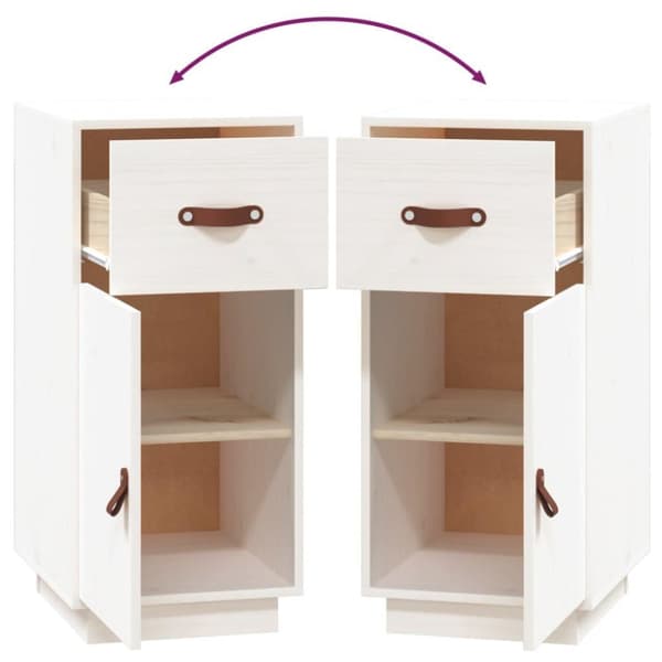 vidaXL Skjenk hvit 34x40x75 cm heltre furu