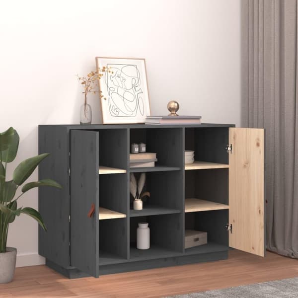 vidaXL Byrå grå 100x40x75 cm massiv furu