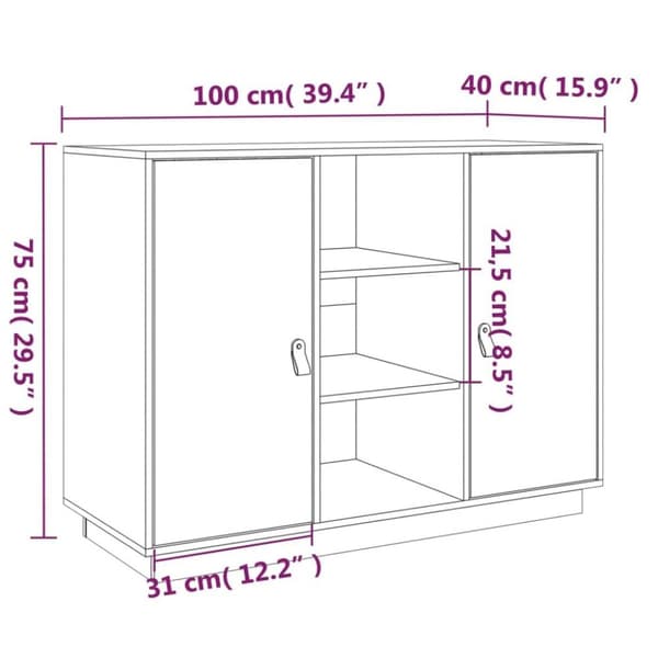 vidaXL Byrå grå 100x40x75 cm massiv furu