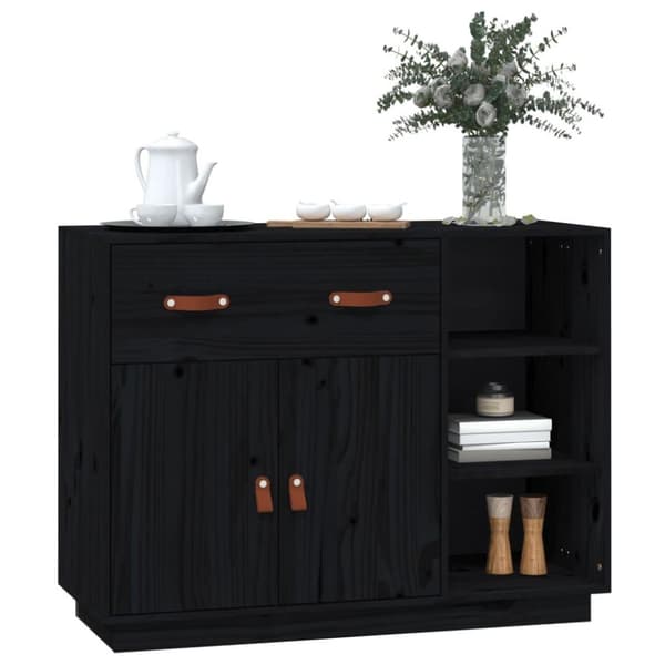 vidaXL Skjenk svart 98,5x40x75 cm heltre furu