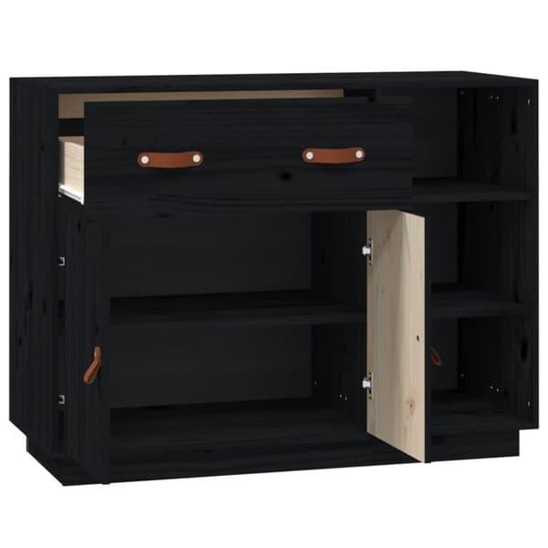 vidaXL Skjenk svart 98,5x40x75 cm heltre furu