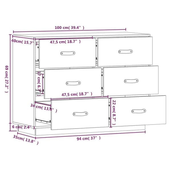 vidaXL Skjenk honningbrun 100x40x75 cm heltre furu