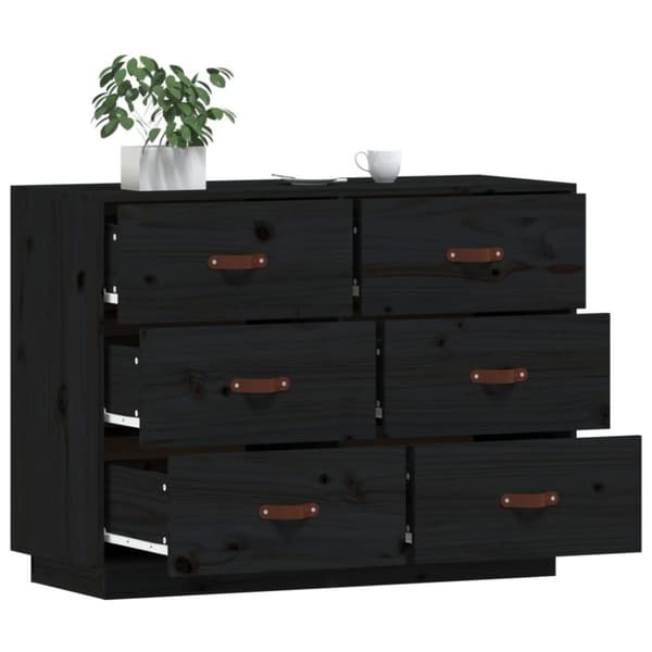 vidaXL Skjenk svart 100x40x75 cm heltre furu