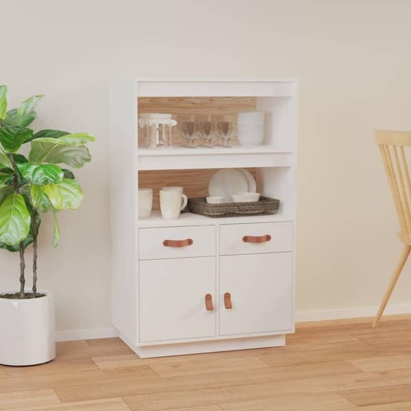 vidaXL Vitrinskåp vit 34x40x108,5 cm massiv furu