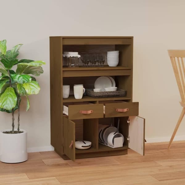 vidaXL Highboard honningbrun 67x40x108,5 cm heltre furu