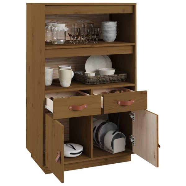 vidaXL Highboard honningbrun 67x40x108,5 cm heltre furu