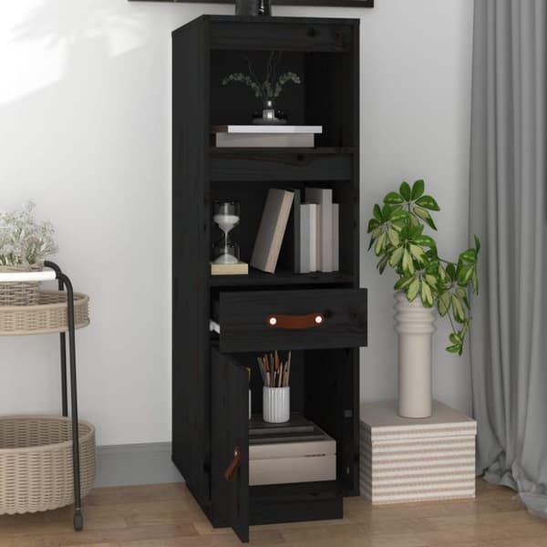 vidaXL Highboard svart 34x40x108,5 cm heltre furu