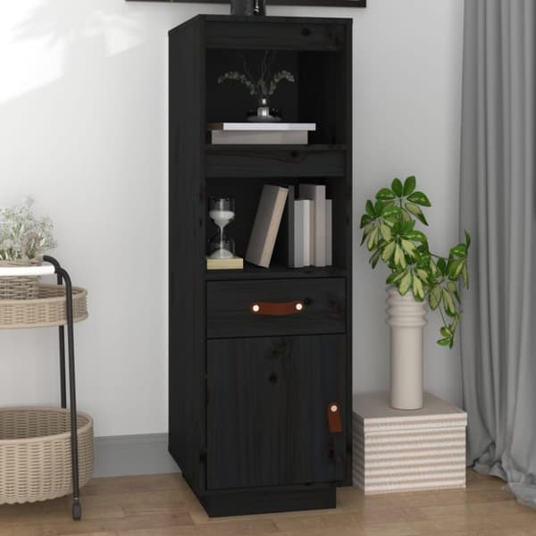 vidaXL Highboard svart 34x40x108,5 cm heltre furu