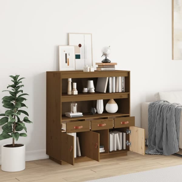 vidaXL Highboard honningbrun 100x40x108,5 cm heltre furu
