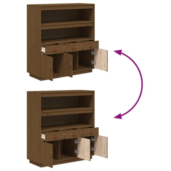 vidaXL Highboard honningbrun 100x40x108,5 cm heltre furu