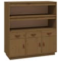 Miniatyrbilde 1 av 11: vidaXL Highboard honningbrun 100x40x108,5 cm heltre furu