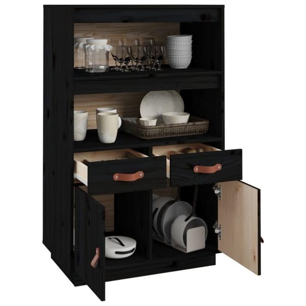 vidaXL Highboard svart 67x40x108,5 cm heltre furu