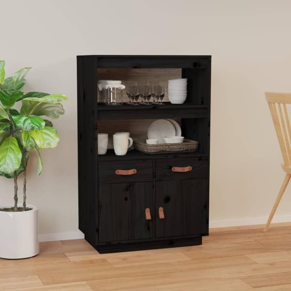 vidaXL Highboard svart 67x40x108,5 cm heltre furu