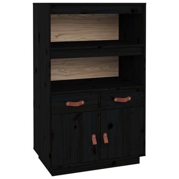 vidaXL Highboard svart 67x40x108,5 cm heltre furu