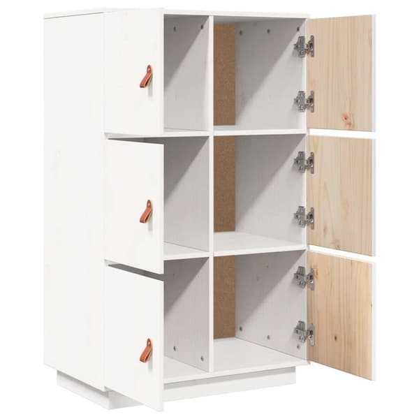 vidaXL Highboard hvit 67x40x108,5 cm heltre furu