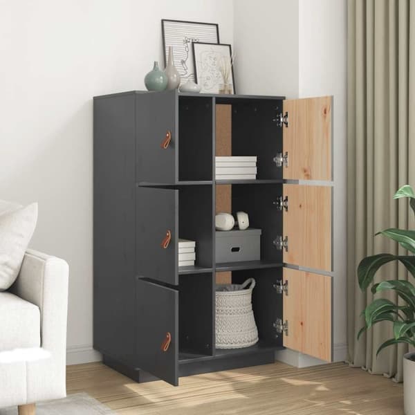 vidaXL Highboard grå 67x40x108,5 cm heltre furu