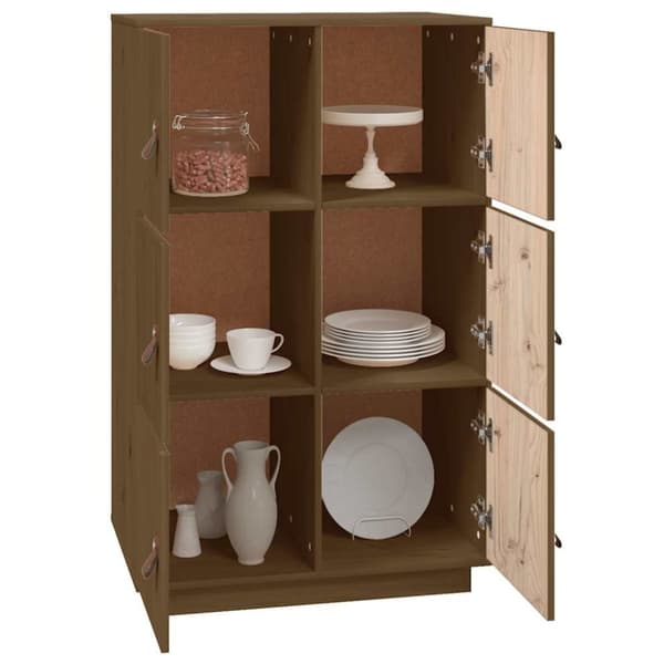 vidaXL Vitrinskåp honungsbrun 67x40x108,5 cm massiv furu