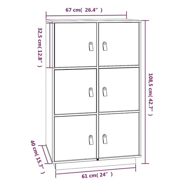 vidaXL Vitrinskåp honungsbrun 67x40x108,5 cm massiv furu