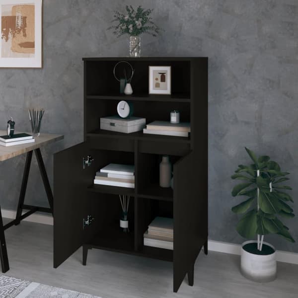 vidaXL Highboard svart 60x36x110 cm konstruert tre