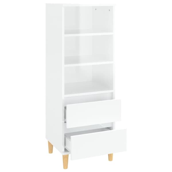 vidaXL Highboard høyglans hvit 40x36x110 cm konstruert tre