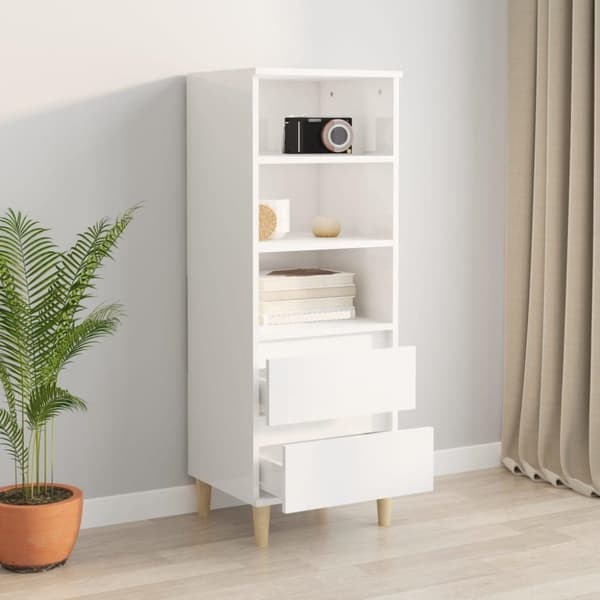 vidaXL Highboard høyglans hvit 40x36x110 cm konstruert tre