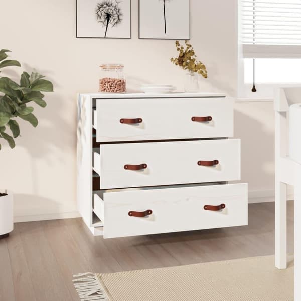 vidaXL skænk 80x40x75 cm massivt fyrretræ hvid