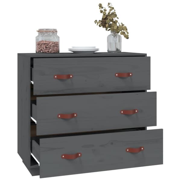 vidaXL skænk 80x40x75 cm massivt fyrretræ grå