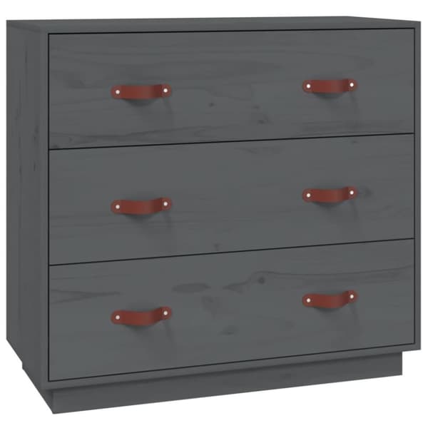 vidaXL skænk 80x40x75 cm massivt fyrretræ grå