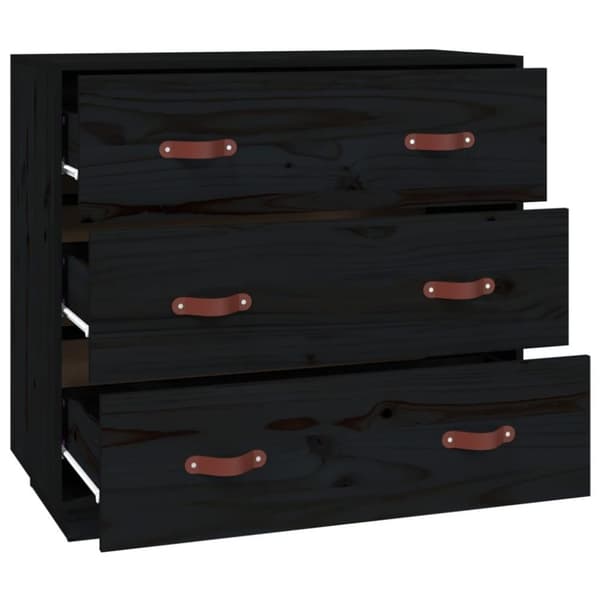 vidaXL skænk 80x40x75 cm massivt fyrretræ sort