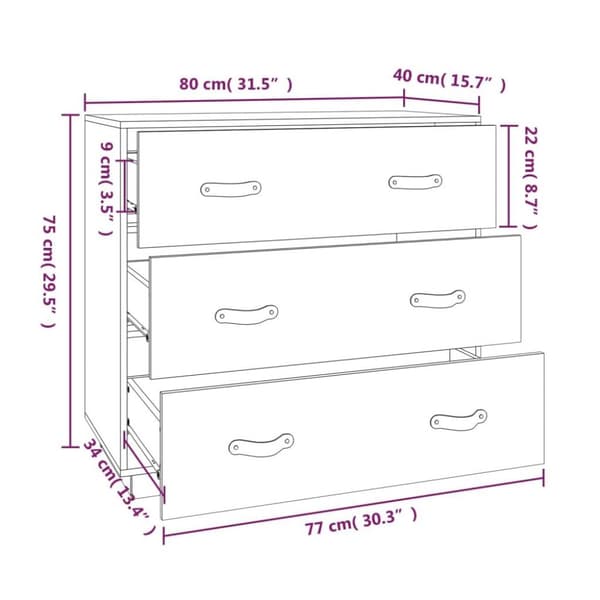 vidaXL skænk 80x40x75 cm massivt fyrretræ sort