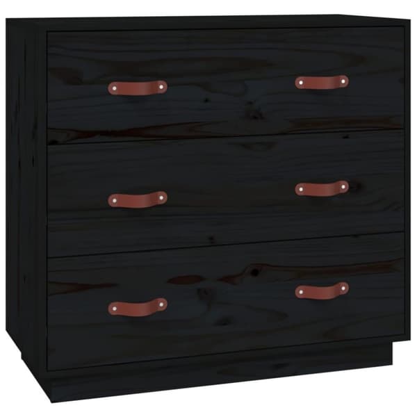 vidaXL skænk 80x40x75 cm massivt fyrretræ sort
