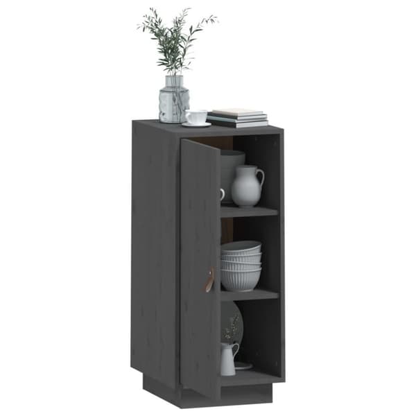 vidaXL skænk 34x40x75 cm massivt fyrretræ grå