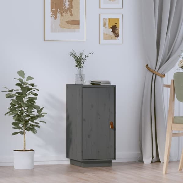vidaXL skænk 34x40x75 cm massivt fyrretræ grå