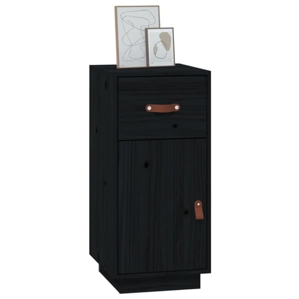 vidaXL skænk 34x40x75 cm massivt fyrretræ sort