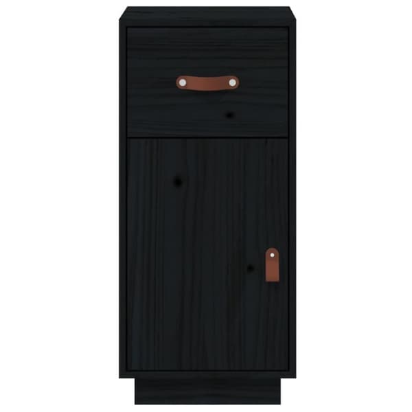 vidaXL skænk 34x40x75 cm massivt fyrretræ sort