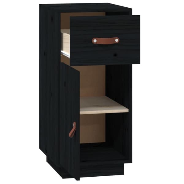 vidaXL skænk 34x40x75 cm massivt fyrretræ sort