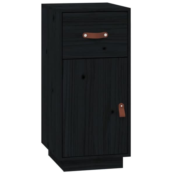 vidaXL skænk 34x40x75 cm massivt fyrretræ sort