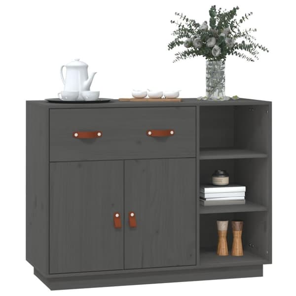 vidaXL skænk 98,5x40x75 cm massivt fyrretræ grå
