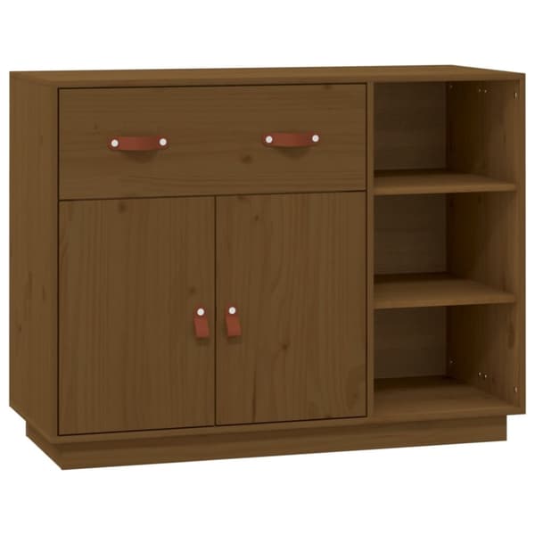 vidaXL skænk 98,5x40x75 cm massivt fyrretræ gyldenbrun
