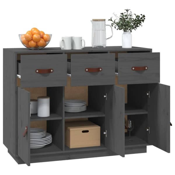 vidaXL skænk 100x40x75 cm massivt fyrretræ Grå