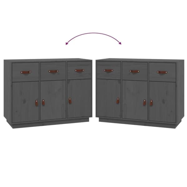 vidaXL skænk 100x40x75 cm massivt fyrretræ Grå