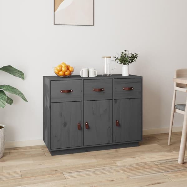 vidaXL skænk 100x40x75 cm massivt fyrretræ Grå