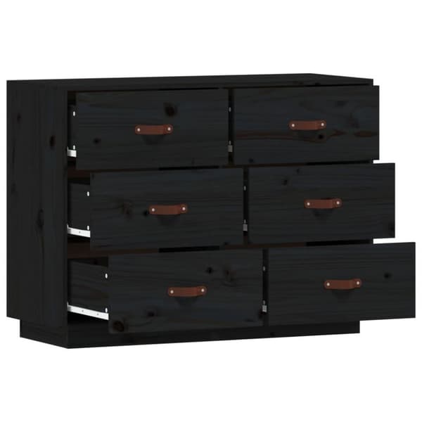 vidaXL skænk 100x40x75 cm massivt fyrretræ sort