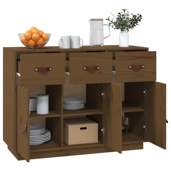 vidaXL skænk 100x40x75 cm massivt fyrretræ gyldenbrun