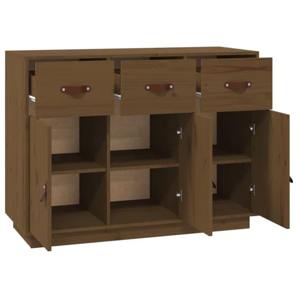 vidaXL skænk 100x40x75 cm massivt fyrretræ gyldenbrun