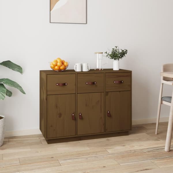 vidaXL skænk 100x40x75 cm massivt fyrretræ gyldenbrun