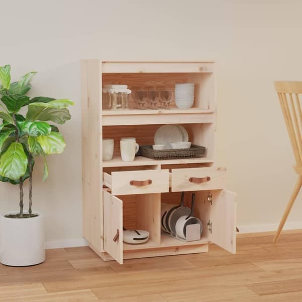 vidaXL højskab 67x40x108,5 cm massivt fyrretræ