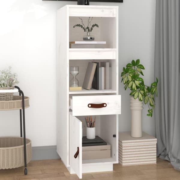 vidaXL højskab 34x40x108,5 cm massivt fyrretræ hvid