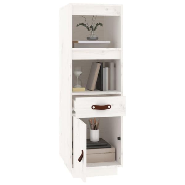 vidaXL højskab 34x40x108,5 cm massivt fyrretræ hvid