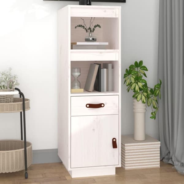 vidaXL højskab 34x40x108,5 cm massivt fyrretræ hvid